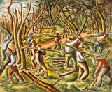 Leon Bibel, CCC Camp, 1938, oil on canvas