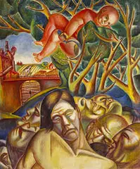 Leon Bibel, untitled (Baby with Sickle), c.1939, oil on canvas