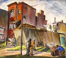 Fulton Fish Market by Mattie Lietz, oil on canvasboard, sold May 2002