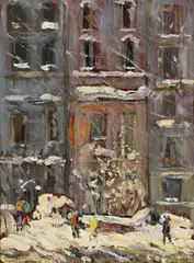 Walt Lounderback, untitled (Chicago Winter), oil on board