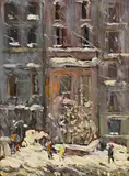 Walt Lounderback, untitled (Chicago Winter), oil on board