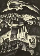 William Schwartz, Village, 1929, lithograph