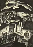 William Schwartz, Village, 1929, lithograph