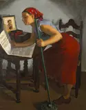Saul Berman, Mother and the News, oil on canvas