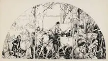 Alexander Oscar Levy, untitled (finished drawing for WPA mural), c.1939, ink on paper
