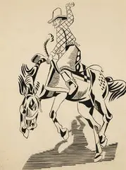Jan Matulka, Bronco Buster, c.1920, India ink on paper