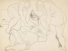 By the City by Jan Matulka, c.1930, pencil on paper, sold May 2002