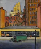 Michael Schlazer, untitled (Cityscape), oil on canvas