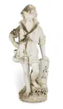 Pietro Bazzanti, carved marble figure of a young fisher boy, marble