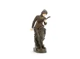Louis-Robert Carrier-Belleuse, patinated bronze and ivory chryselefantine figure of Melodie, patinated bronze and ivory