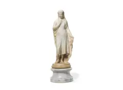 Giovanni Maria Benzoni, late 19th century carved alabaster figure of a veiled maiden, alabaster