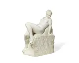 Oscar Johannesson, carved white marble figure of a reclining female nude, marble