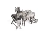 Franz Bergmann, early 20th century silvered bronze model of two carthorses, silvered bronze