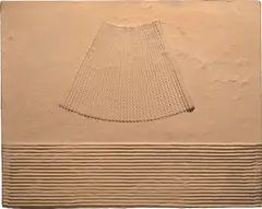 Heinz Mack, SANDFLÜGEL, 1976, Wellpappe und Sahara-Sand auf Holz