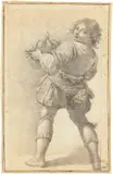 Sir Peter Lely, Stehender Page mit Königskrone, Um 1660, Bleistift auf Bütten, auf Bütten aufgezogen