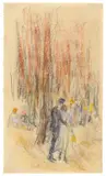 Max Liebermann, Frühling im Grunewald, Um 1922, Pastell über Bleistift auf bräunlichem Transparentpapier (aus einem Skizzenbuch)