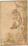 Nachfolge Jacques de Gheyn Iii, Allegorie auf den Untergang der Malerei. Frühes 17. Jahrhundert, Tuschfeder in Braun auf Bütten
