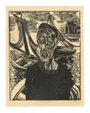 Fischer von Helgoland by Conrad Felixmüller, 1924, Holzschnitt auf chamoisfarbenem Velin, sold Jun 2018