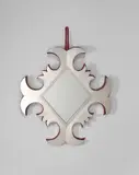 Emil Lettré, Wandspiegel, 1920, Silber, getrieben; Spiegelglas mit Quecksilberbeschichtung; Holz; roter Filz