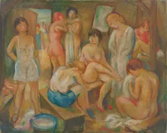 Otto Schoff, Umkleidekabine, Um 1925, Öl auf Leinwand