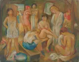 Otto Schoff, Umkleidekabine, Um 1925, Öl auf Leinwand