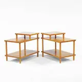 end tables by T. H. Robsjohn-Gibbings, 1952, walnut, sold Oct 2001