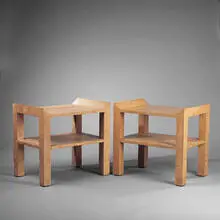 Samuel Marx, end tables, pair, 1940s, bird's-eye maple