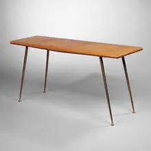 T. H. Robsjohn-Gibbings, console table, c. 1955, bleached walnut, brass