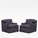 Edward Wormley, lounge chairs, pair, 1950s, walnut, upholstery