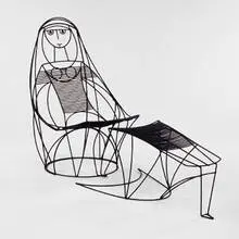 John Risley, chair and ottoman, 1960s, wrought iron