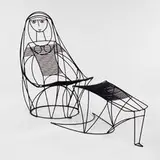 John Risley, chair and ottoman, 1960s, wrought iron