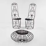 John Risley, ottoman, 1960s, wrought iron