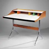 George Nelson, Swaged-leg desk, 1958, steel, walnut, laminate