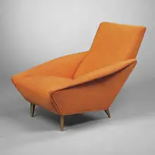 Distex lounge chair by Gio Ponti, 1953, brass, upholstery, sold Oct 2001