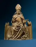 zugeschrieben Erasmus Grasser, Heiliger Nikolaus von Myra, Um 1500, Lindenholz, geschnitzt, Reste der Farbfassung