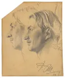 Adolph von Menzel, Junger Mann im Profil nach links (Studienblatt)