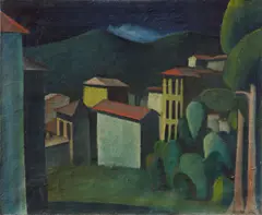 Wilhelm Schmid, Südliche Stadt bei Nacht, Um 1920, Öl auf Leinwand