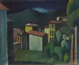 Wilhelm Schmid, Südliche Stadt bei Nacht, Um 1920, Öl auf Leinwand