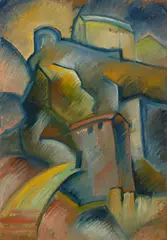 Walter Dexel, Castell auf Felsen, 1915, Öl auf Hartfaser, auf MDF-Platte aufgezogen