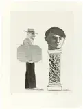 David Hockney, The student: homage to Picasso, 1973, Radierung auf Papier