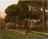 Hans Thoma, Villa Borghese, 1881, Öl auf Leinwand auf Pappe