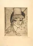 Erich Heckel, Madchen Mit Hohem Hut, 1913, Drypoint