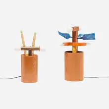 Garry Knox Bennett, Table lamps, set of two, 2007, bamboo, Douglas fir and painted wood
