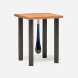 Garry Knox Bennett, Small table with Blue Glass Donicker, 2015, African blackwood, elm, glass, brass