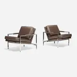 Milo Baughman, Lounge chairs model 951, pair, 1966, chrome-plated steel, upholstery