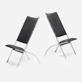 Gio Ponti, Pontiponti chairs, pair, 1971 / 1987, chrome-plated steel, vinyl