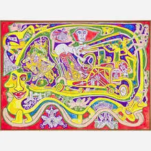 Automobiliste polymaste roulant sur la langue de son vehicule by Yvon Taillandier, France, sold May 2019