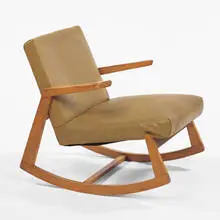 Ralph Rapson, rocking chair, 1945, birch, upholstery
