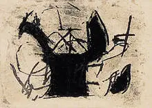 Hollow Men Suite by Robert Motherwell, 1985, etching and aquatint, sold Oct 2001