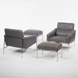 Arne Jacobsen, lounge chairs and ottomans, pair